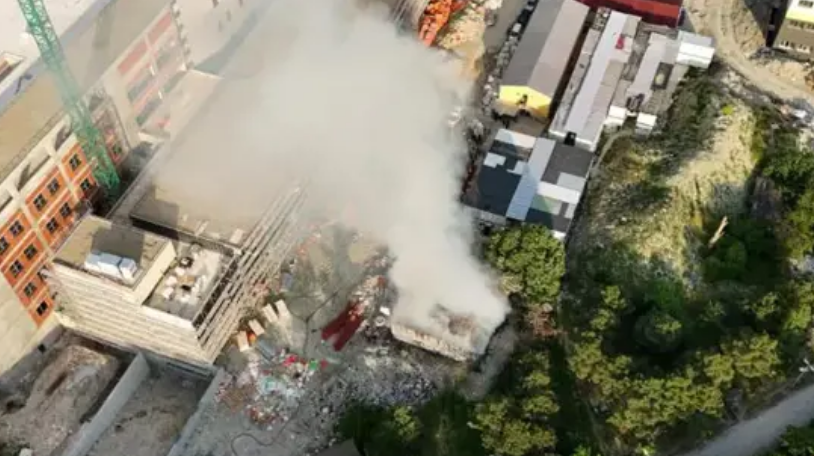 Fire Breaks Out in a Construction Materials a...